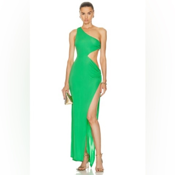 Fleur du Mal Asymmetric Side Knot Dress One-Shoulder Green Women’s XS cutouts - Picture 11 of 11